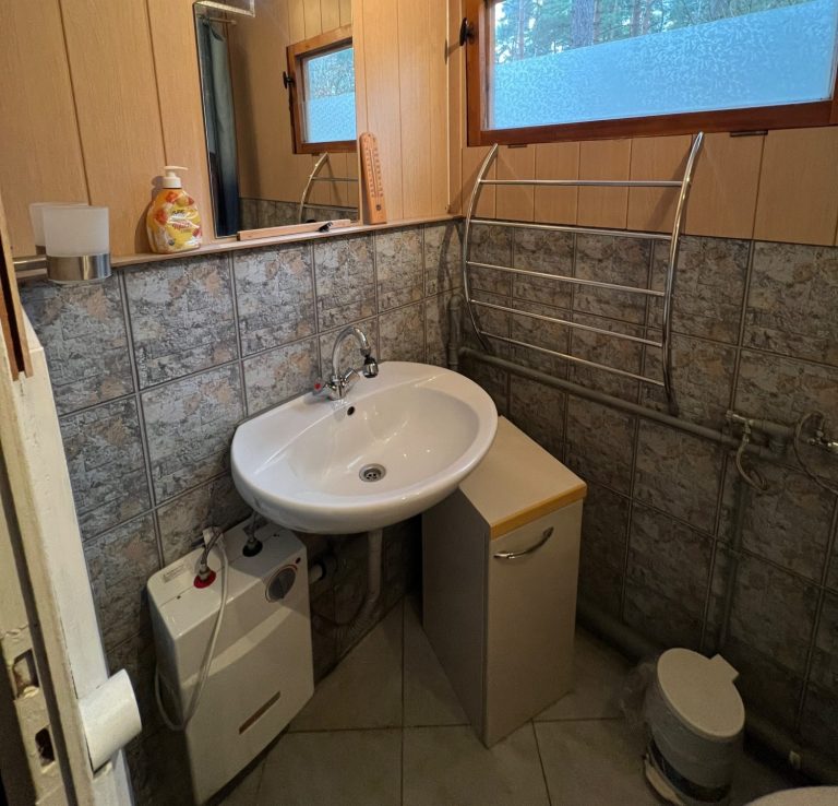 Badezimmer mit allem was man braucht - Dusche, WC, Waschbecken